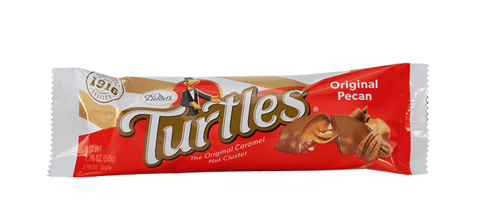 Red demets turtles chocolate bar with 3 pieces of chocolates