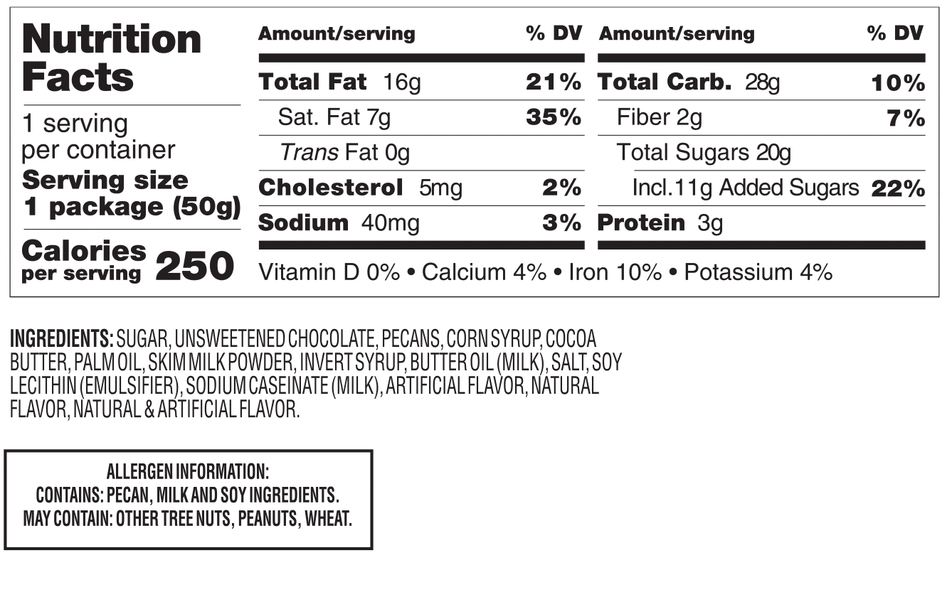 Dark chocolate turtles bar nutrition facts